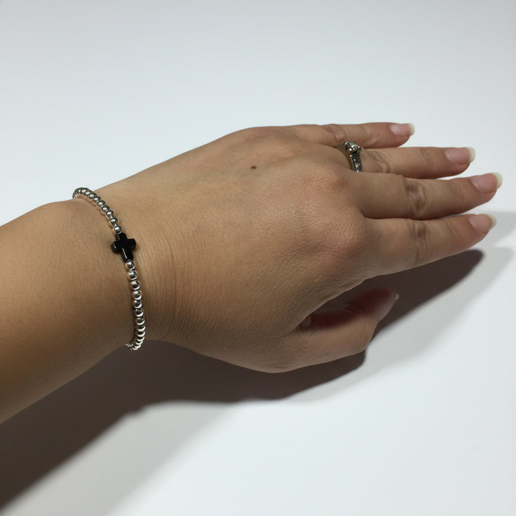 Hematite Mini Cross Bracelet #GB002