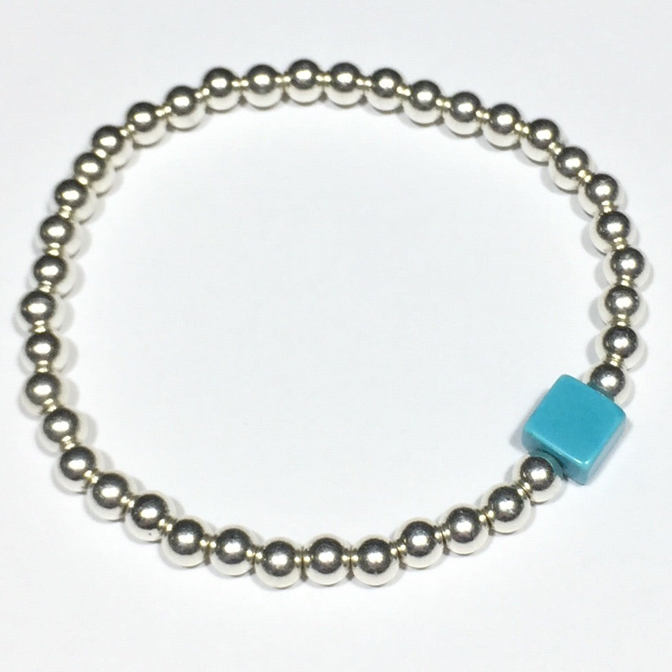Protection Blue Howlite Silver Bracelet #307