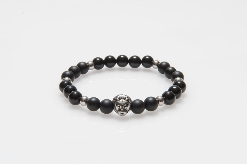 Stainless Steel Lion Matte Agate