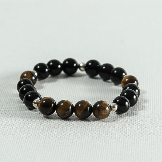 Tiger Eye and Black Onyx Bracelet #329