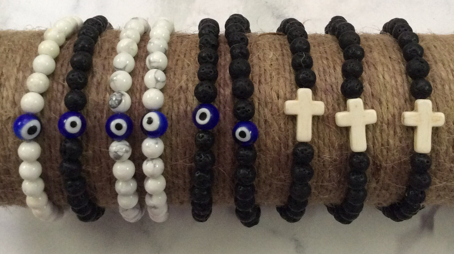 Evil Eye and Marble Howlite #B006