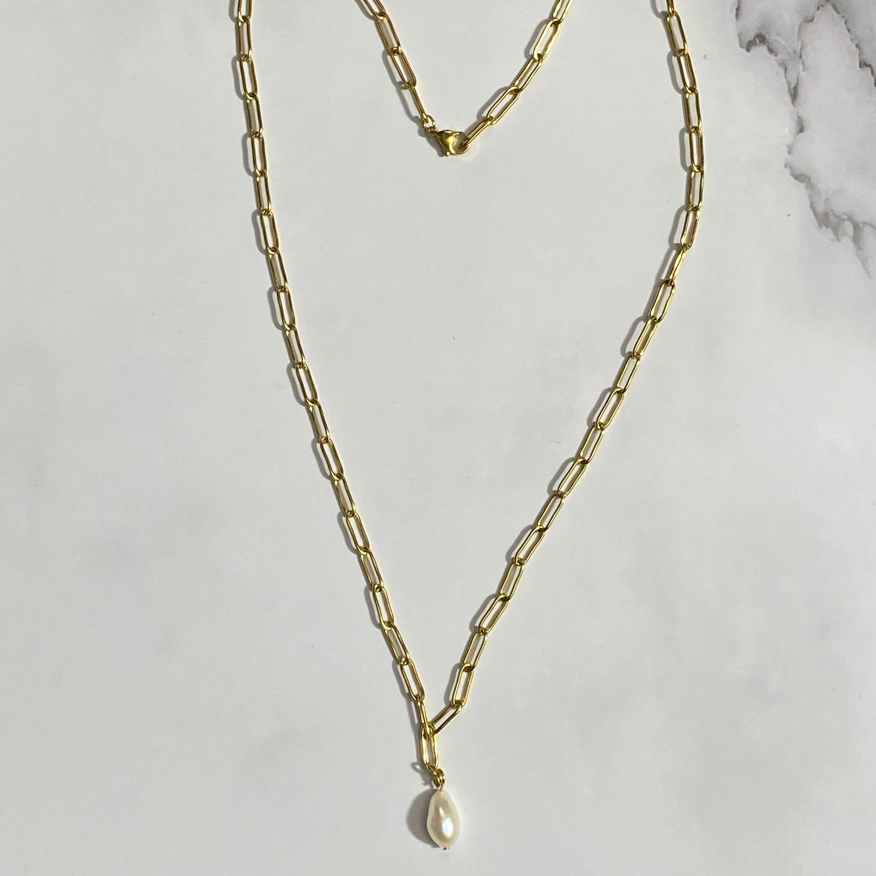 “Elektra” Pearl Drop Necklace #N401