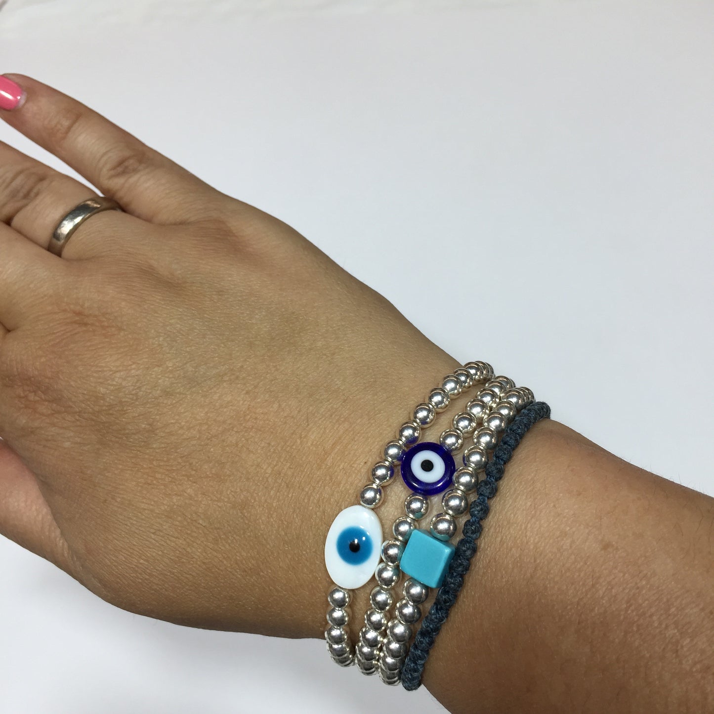 ‘Hera’ Eye of Protection Silver Bracelet #100