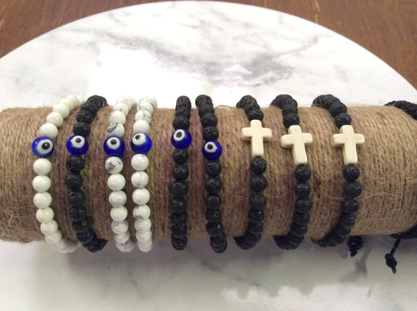 Evil Eye and Marble Howlite #B006