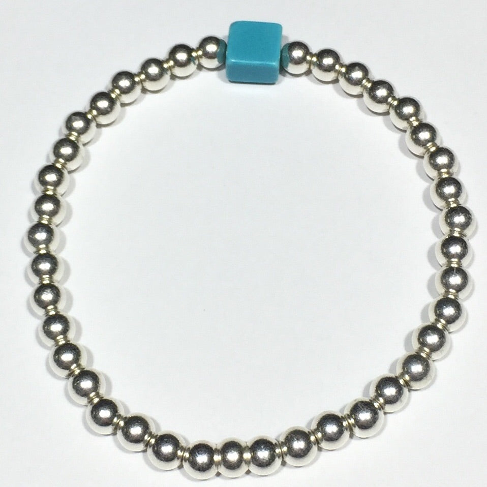 Protection Blue Howlite Silver Bracelet #307