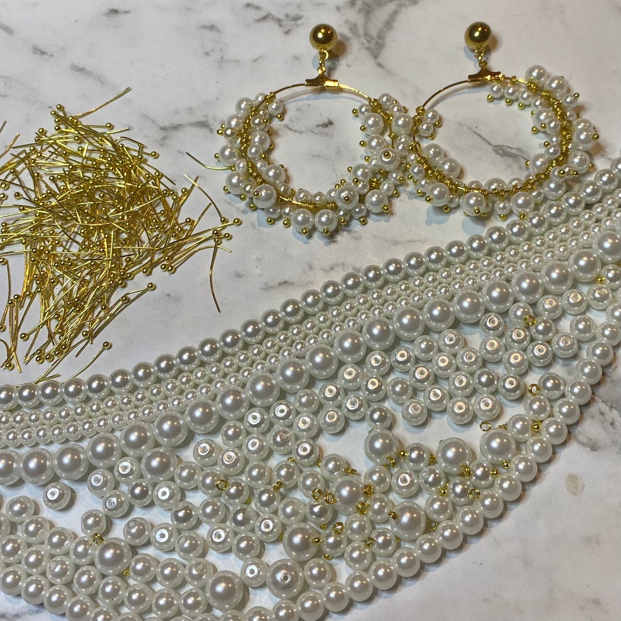 ‘Clio’ Beaded Pearl Earrings #298